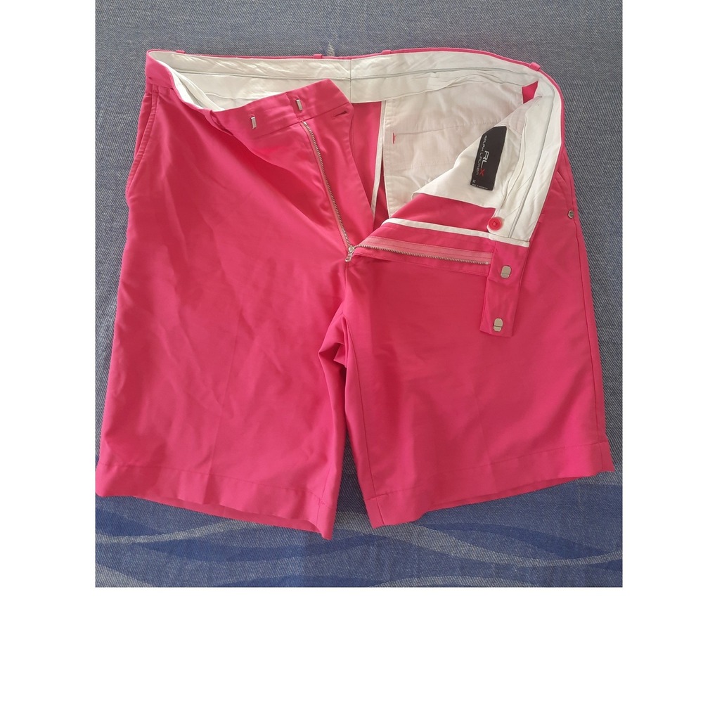 RLX Ralph Lauren Mens Pink Golf Chino Shorts Performance Polyester Size 34x10